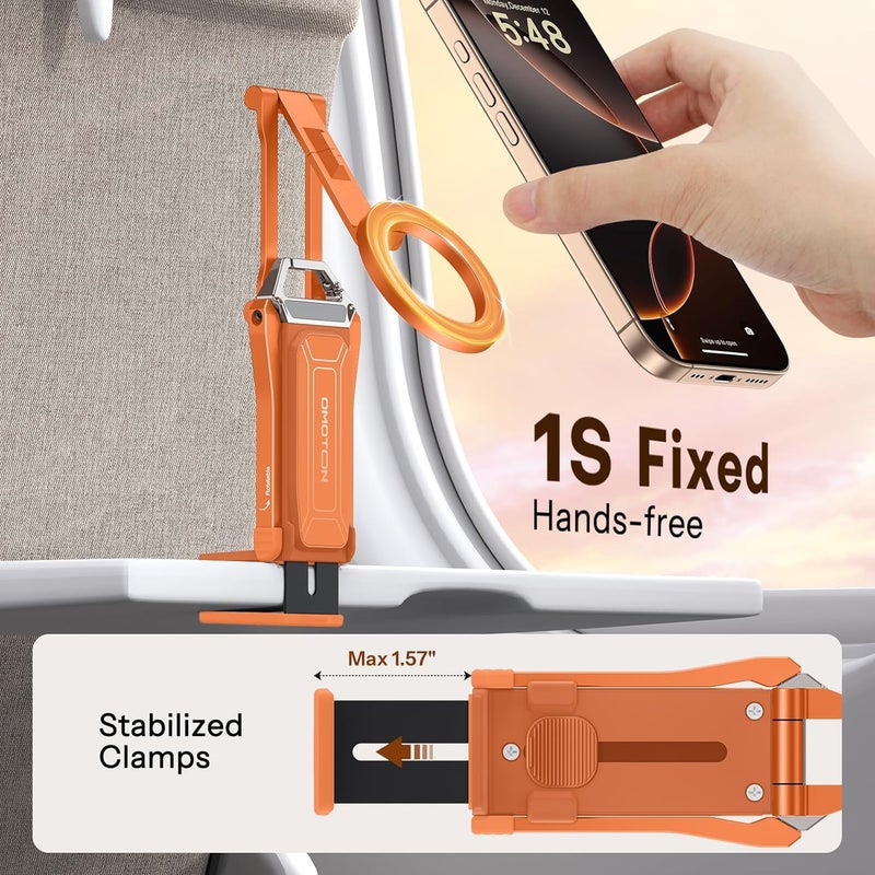 Omoton 360°Rotating for MagSafe Tripod Mount, Adjustable Aluminum Magnetic Phone Tripod for iPhone 17/16/15/14 Pro Max Air, Foldable Cell Phone Stand Fits Vlog, Gym, Travel Essentials, Orange - Image 3